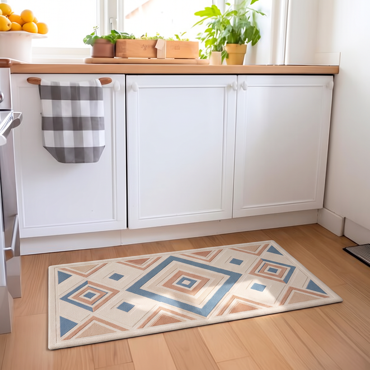Concentric Diamond Medallion Rug, hand-tufted wool rug