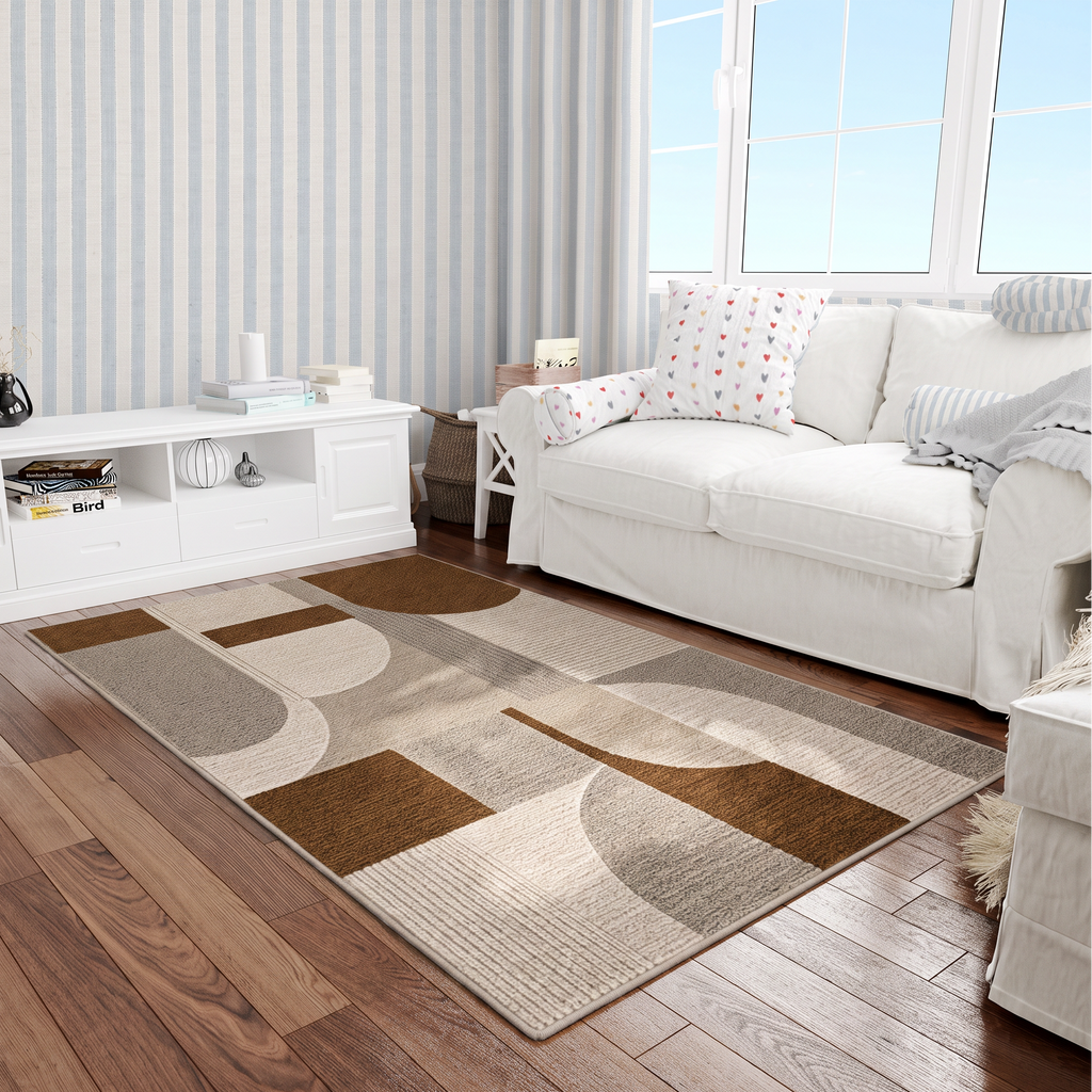 Warm Neutral Teardrop & Arch Rug, hand-tufted wool rug