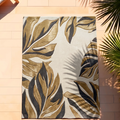 Modern Jungle Leaf Motif Rug, hand-tufted wool and viscose rug