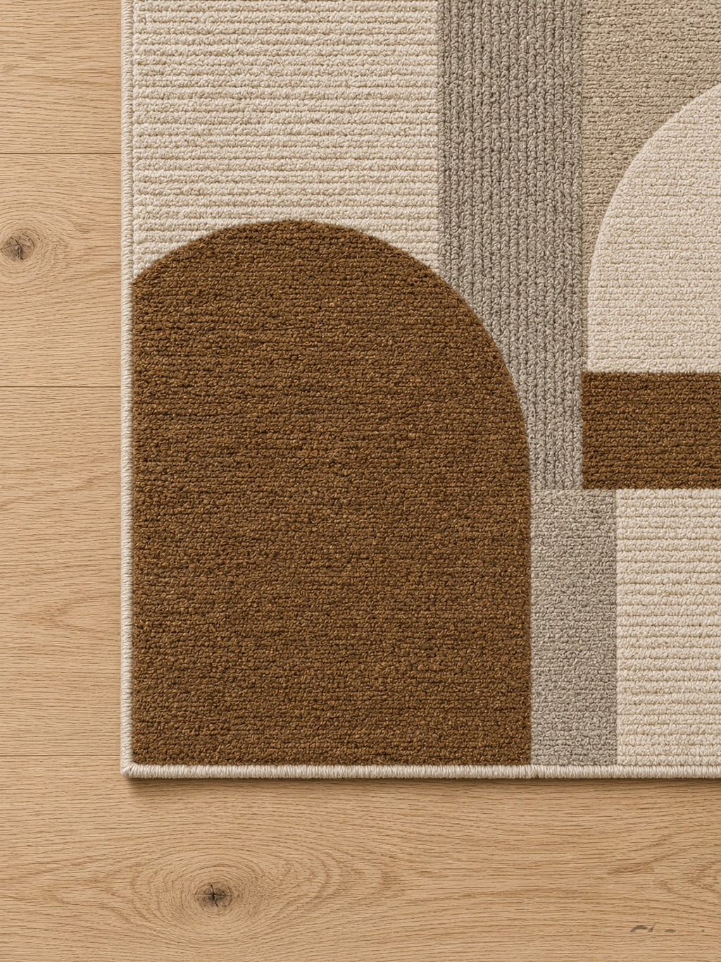 Warm Neutral Teardrop & Arch Rug, hand-tufted wool rug, close-up view