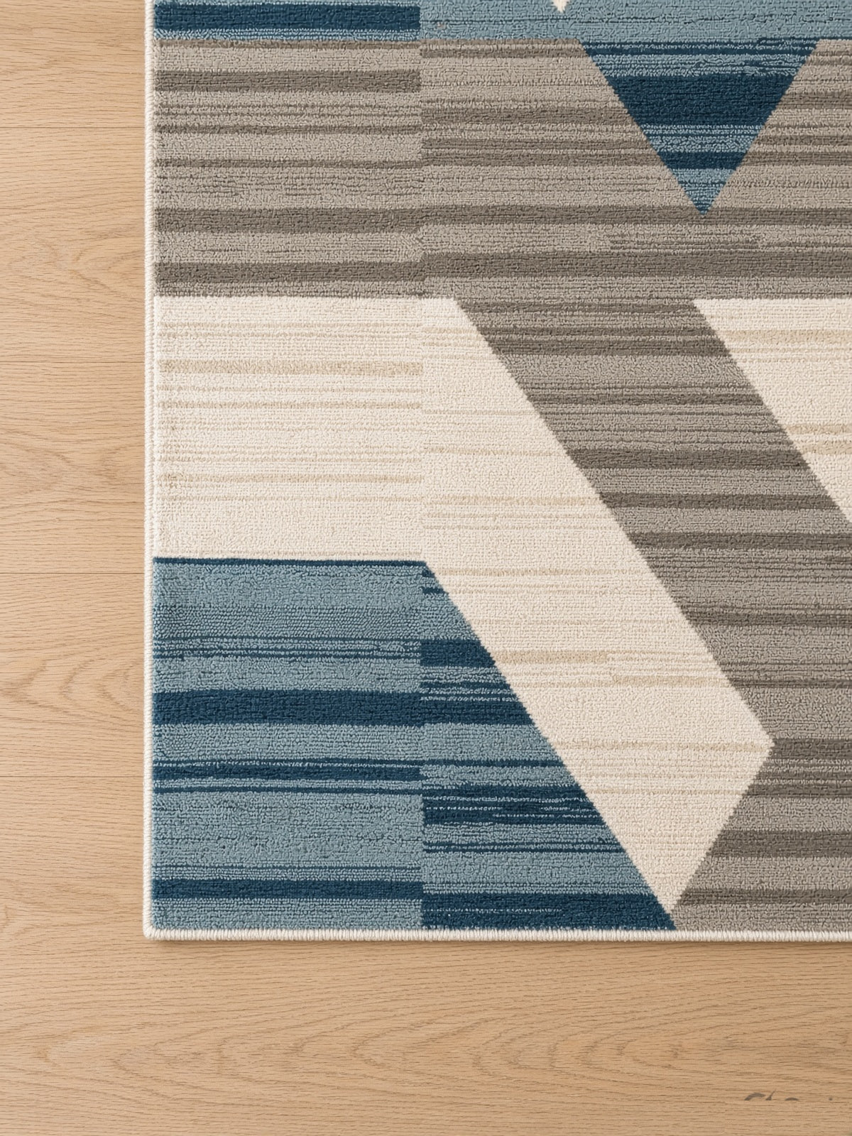 Modern Abstract Geometric Rug, hand-tufted wool rug, shown in a styled room