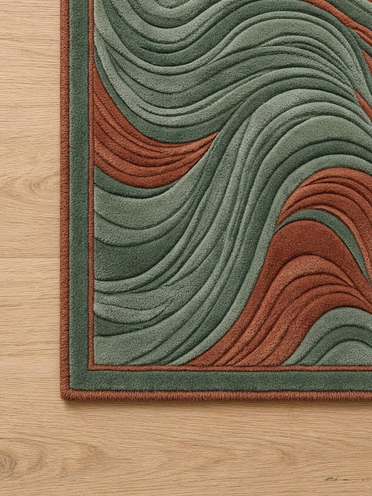 Flowing Ribbon Wave Rug, hand-tufted wool rug, close-up view