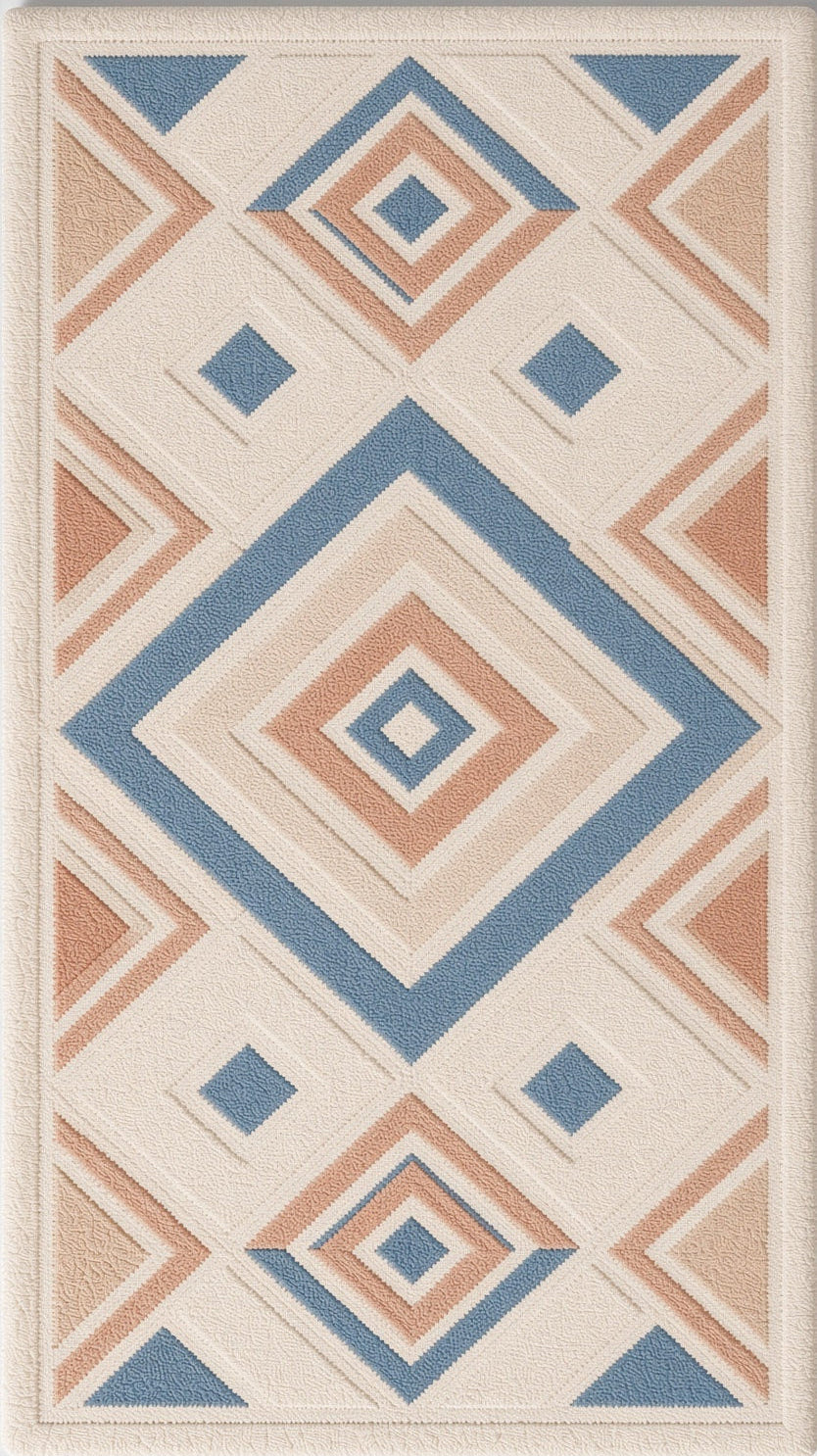 Concentric Diamond Medallion Rug, hand-tufted wool rug, detail view
