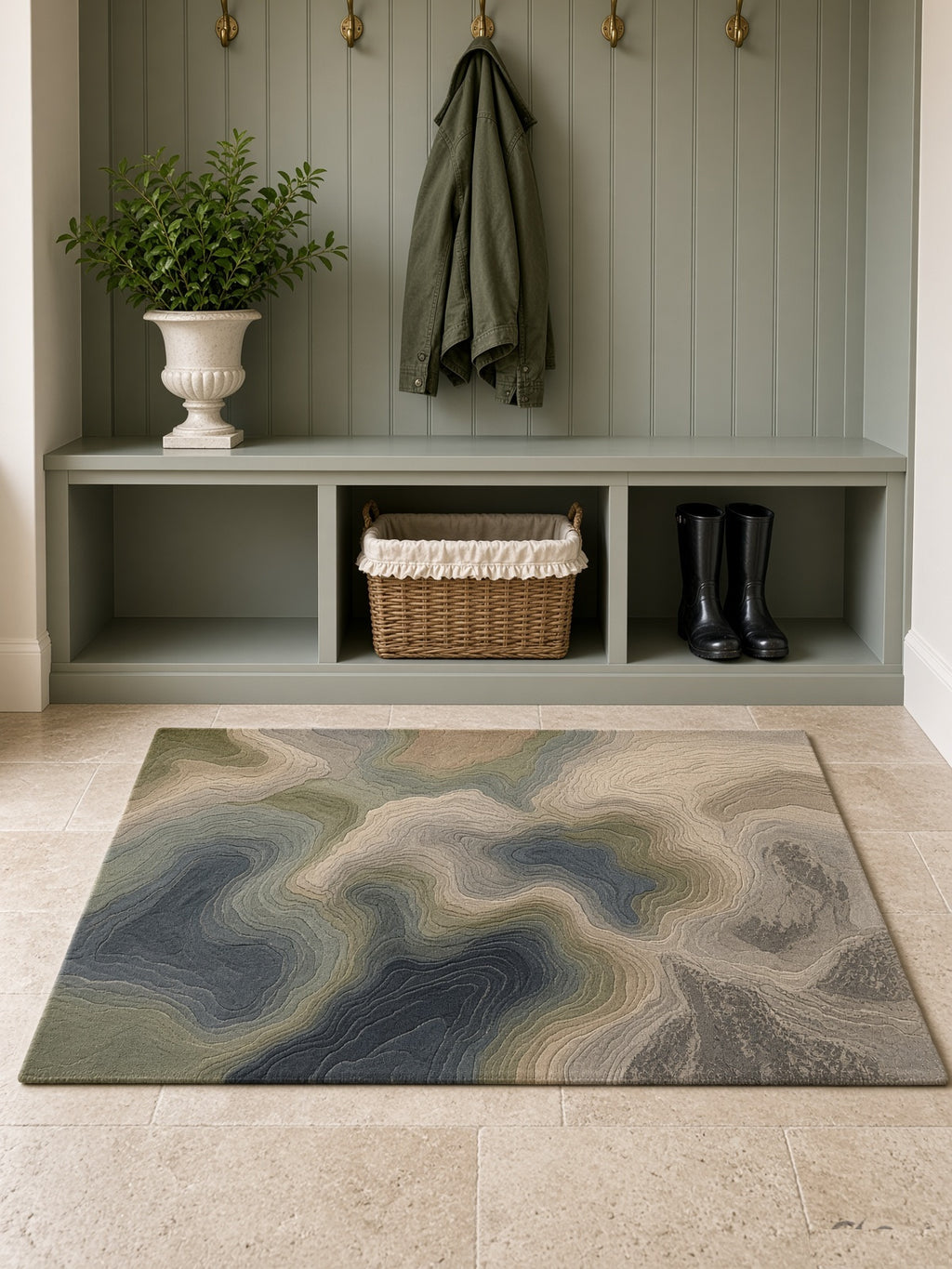 Soft Basin Contour Rug, hand-tufted wool rug, close-up view