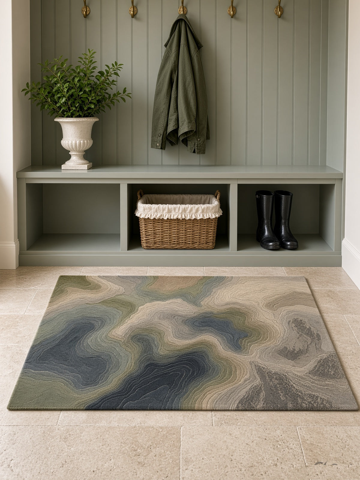 Soft Basin Contour Rug, hand-tufted wool rug, close-up view