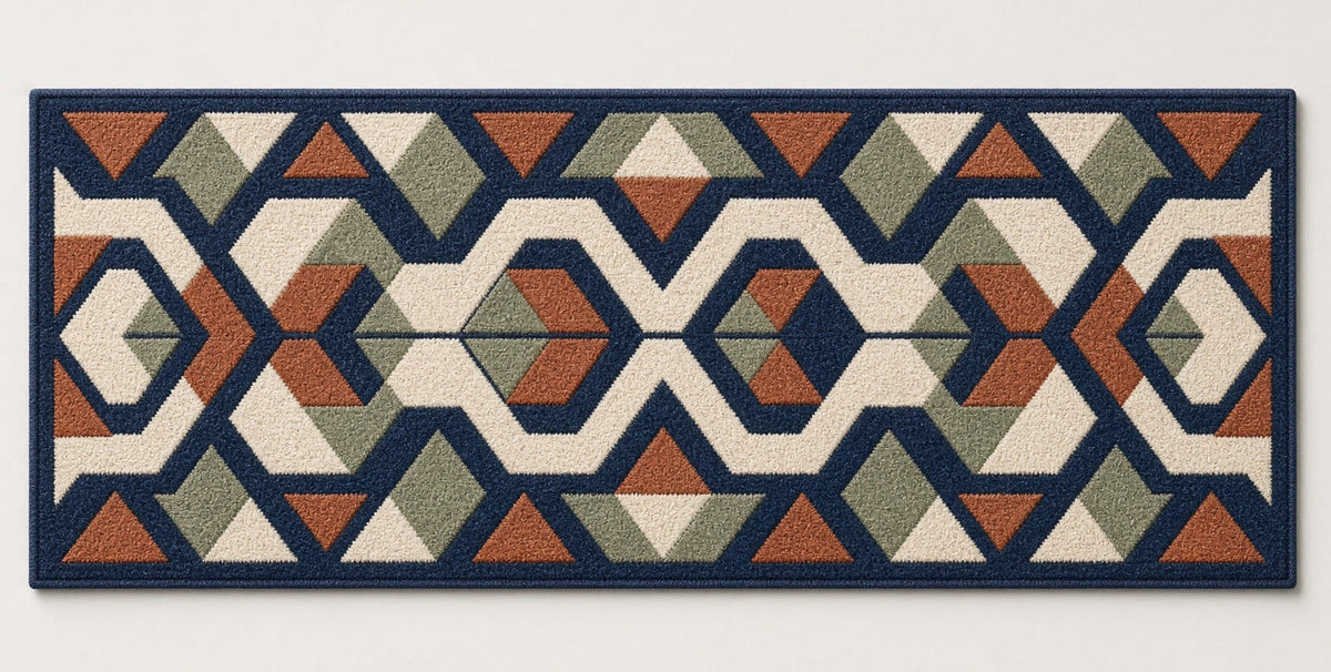 Hexagon Path Rug, hand-tufted wool rug, close-up view