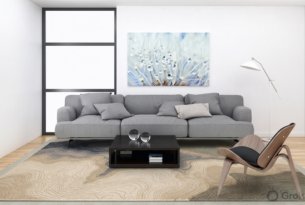 Sand Slate Contour Abstract Rug, hand-tufted wool rug, view 6 by Rugkey