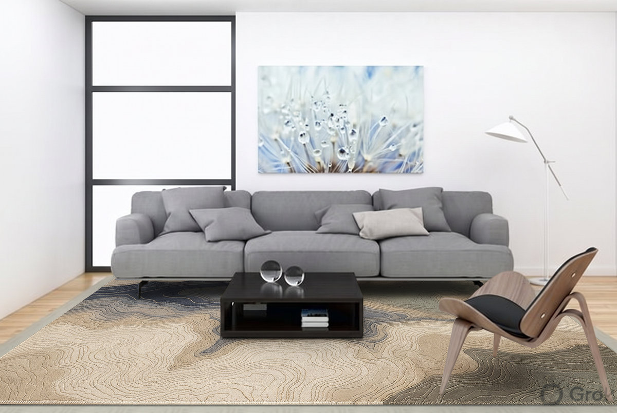 Sand Slate Contour Abstract Rug, hand-tufted wool rug, view 6 by Rugkey