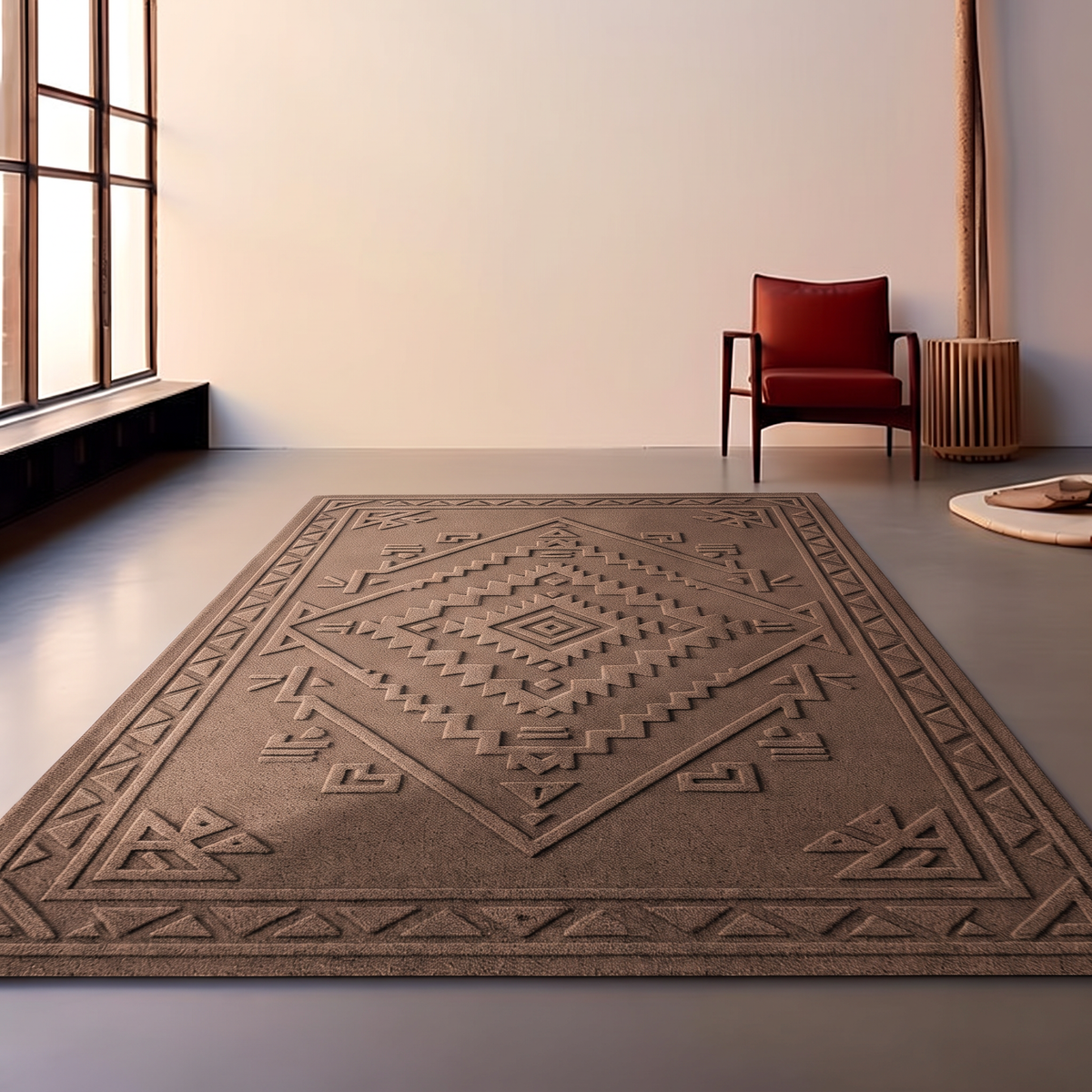 Taupe Carved Diamond Rug, hand-tufted wool rug, view 2 by Rugkey