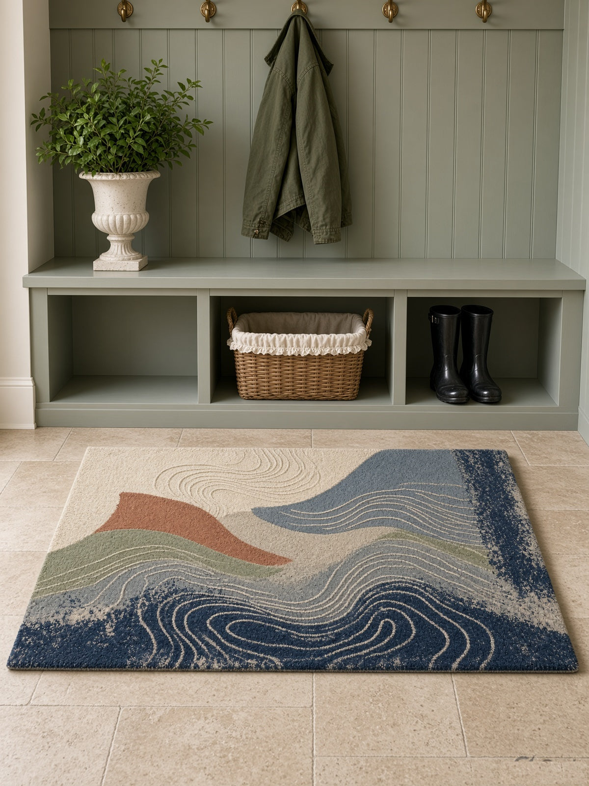 Abstract Landscape Wave Rug, hand-tufted wool rug, second room view